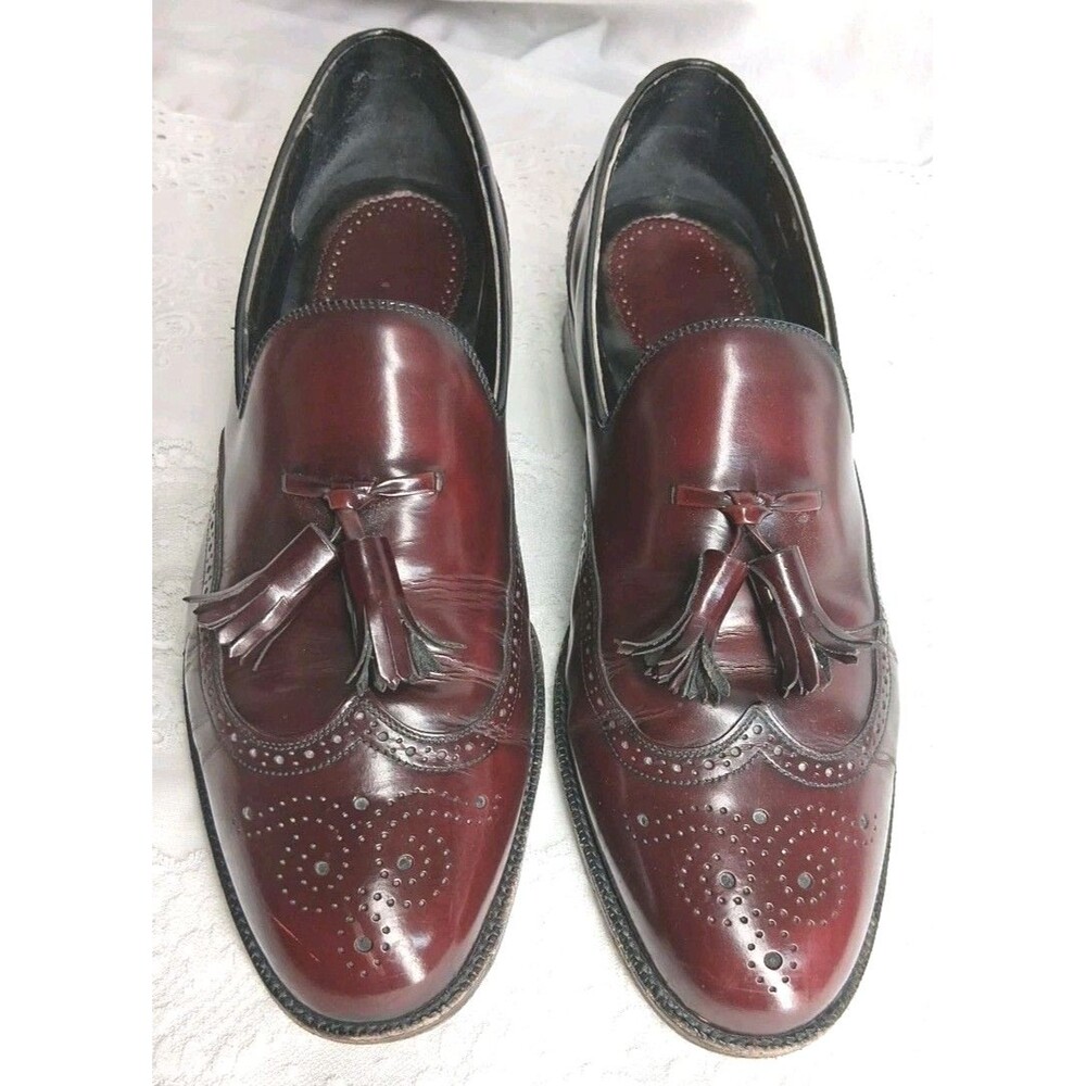 Florsheim Mens 9.5D Lexington Wingtip Tassel Slip On Loafer Shoes Heritage